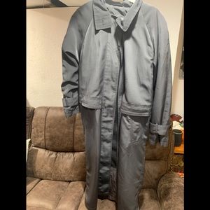 Rain Shedder Womens Rain Coat 10 Button Down Black Long Trench Lined